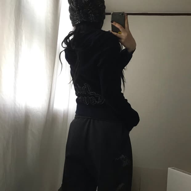 쥬씨꾸뛰르 네이비 벨벳 후드집업