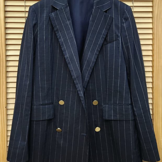 띠어리 금장더블 여성 린넨자켓