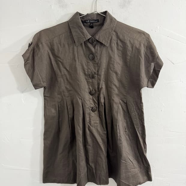 23 brown button blouse