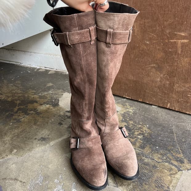 토즈 스웨이드 롱 엔지니어 부츠