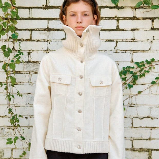 Tmnn 하이넥 니트 자켓 집업