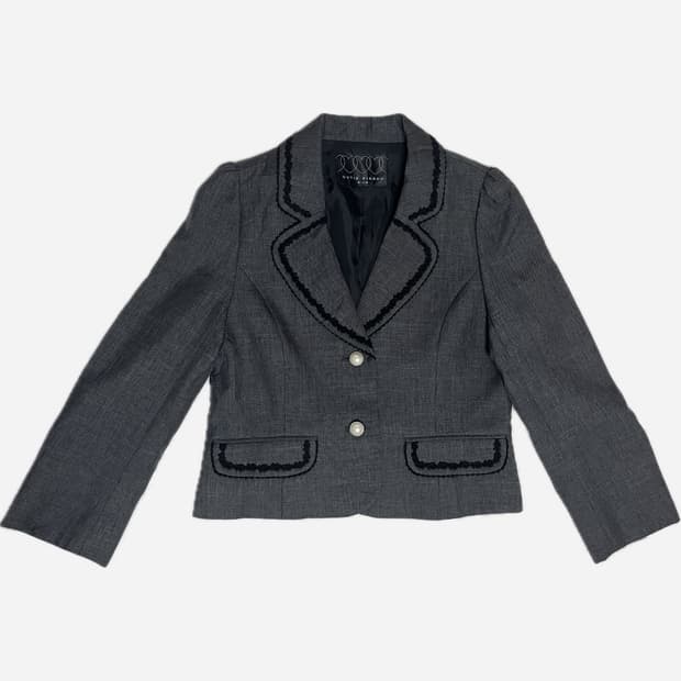 챠콜 리본 빈티지 자켓