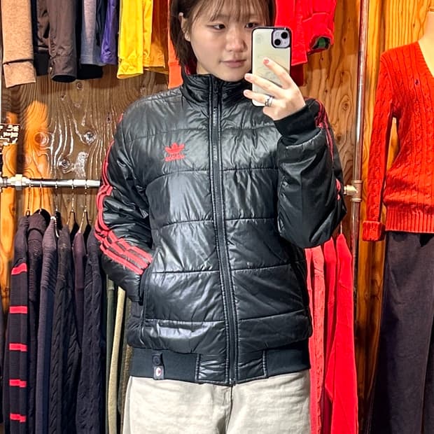 M 아디다스 파이어버드 AC밀란 레드 배색 리버시블 패딩