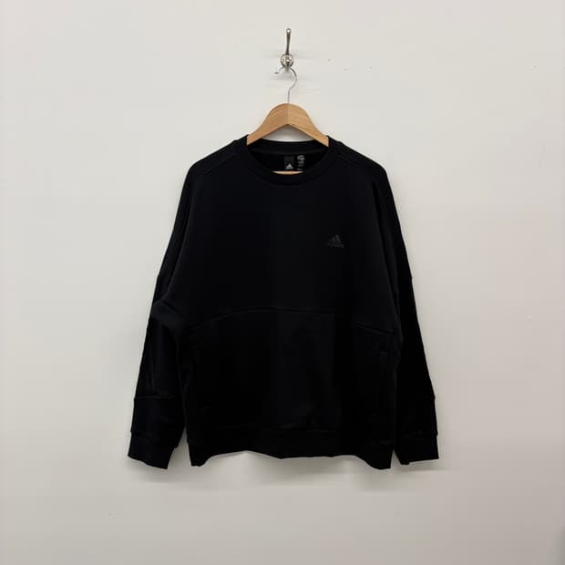 아디다스 블랙 기모 맨투맨 티셔츠 남XL