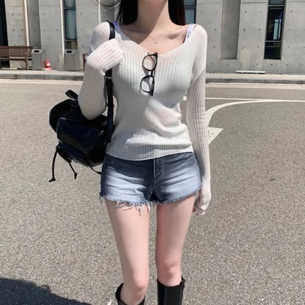 블러핏 워싱 데님 반바지