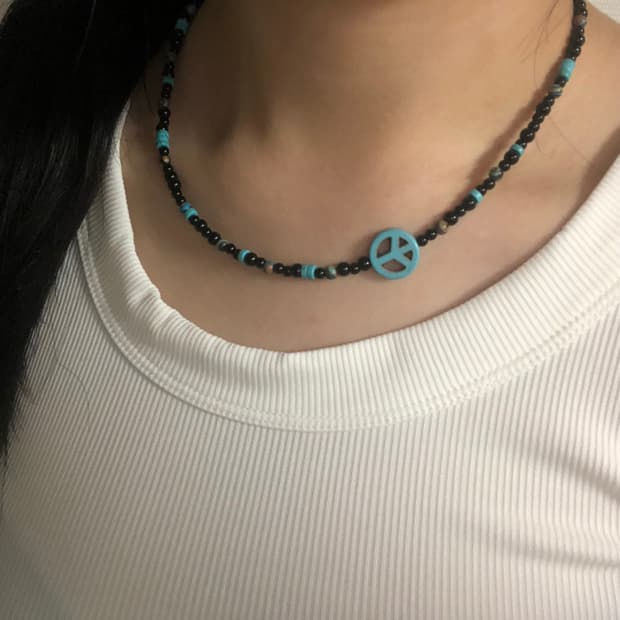 [hand made] 빈티지 블루 문양 팬던트 목걸이