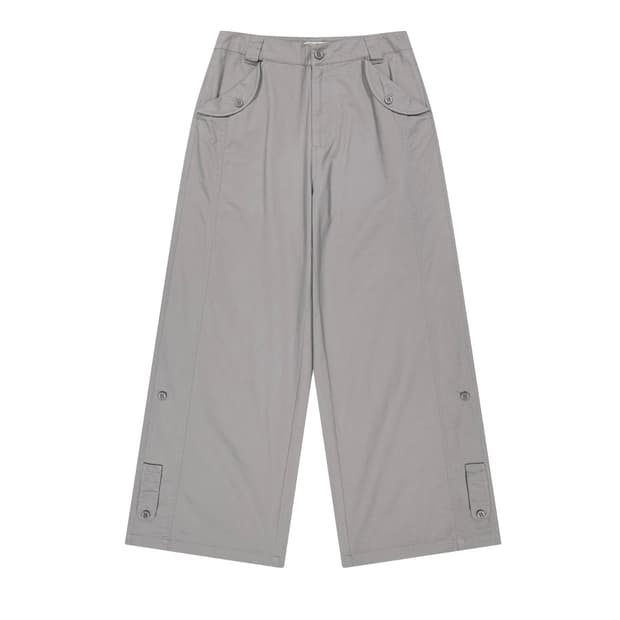WASHED BUTTON TAB PANTS GREY
