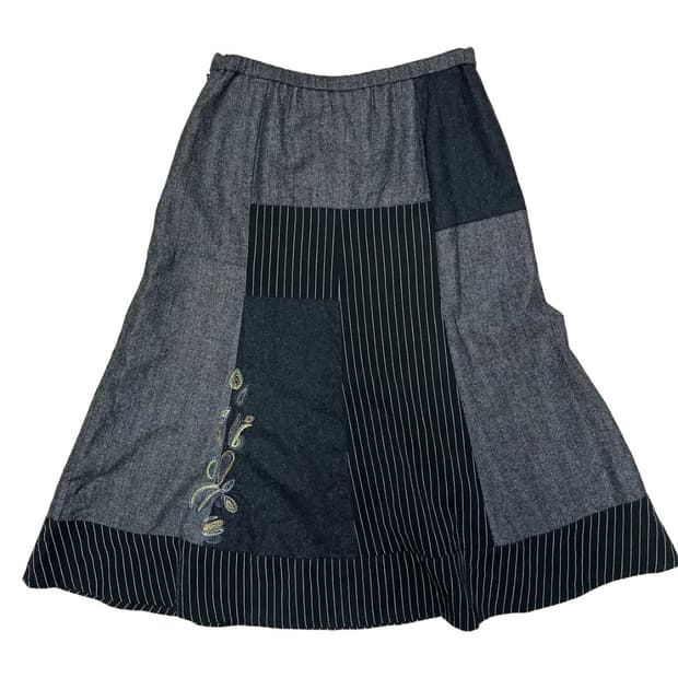 Patch&stitch wool skirt