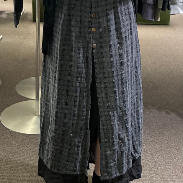 OS)Japanese vintage 여성 레이어드 트임 롱 스커트