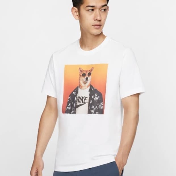 나이키 시바견 프린팅 반팔 티셔츠 화이트 XL