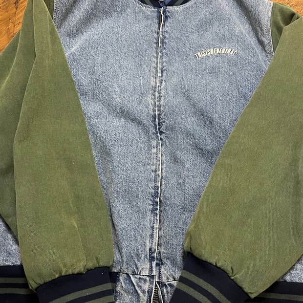 디스이즈네버댓 데님바시티자켓 L