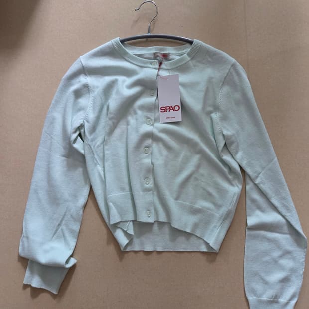 [새상품] 스파오 라운드넥 가디건 민트