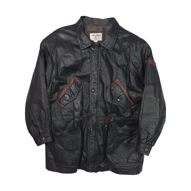 VALENTINO UOMO 90s 빈티지 레더 필드 자켓 XL