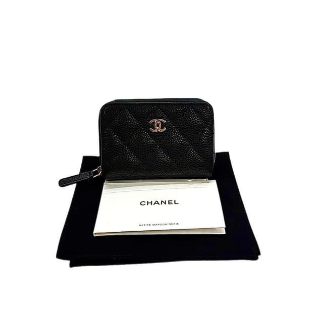 샤넬 클랙식 지퍼 동전지갑 블랙 은장