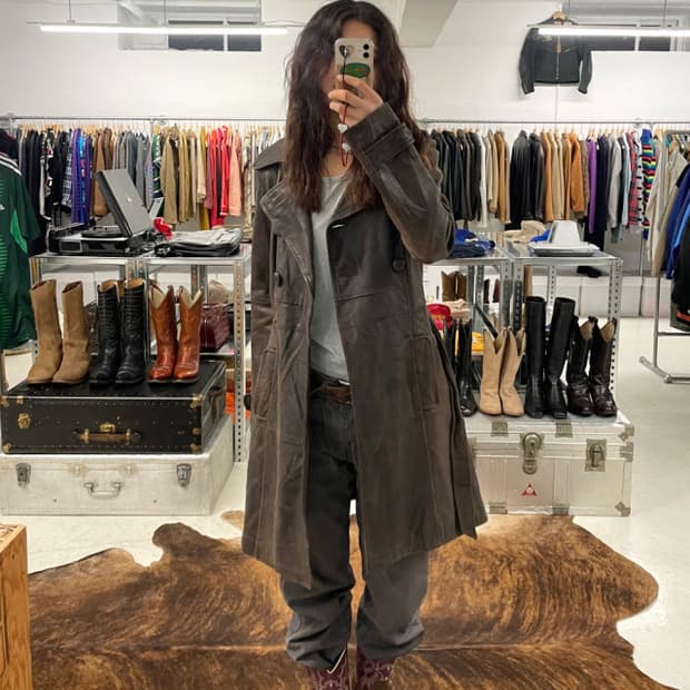 VTG leather trench coat