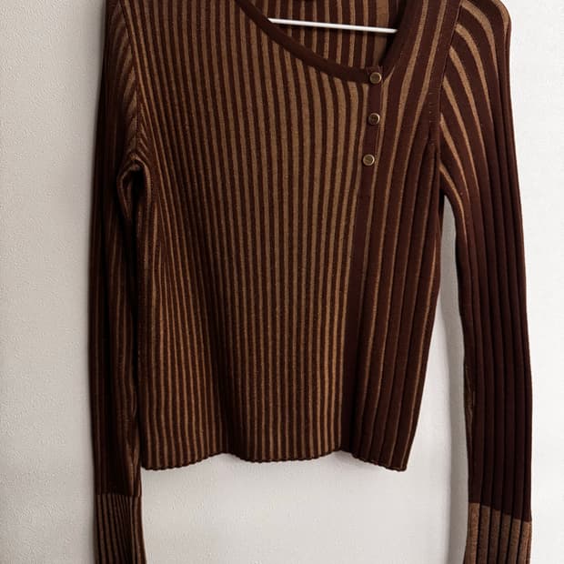 살바토레 페레가모 초코브라운 골지 니트