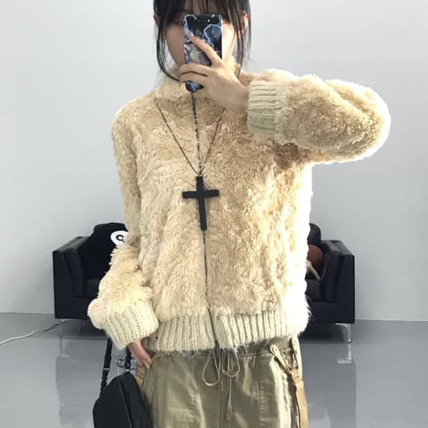  Majestic Legon Poly fur zip up