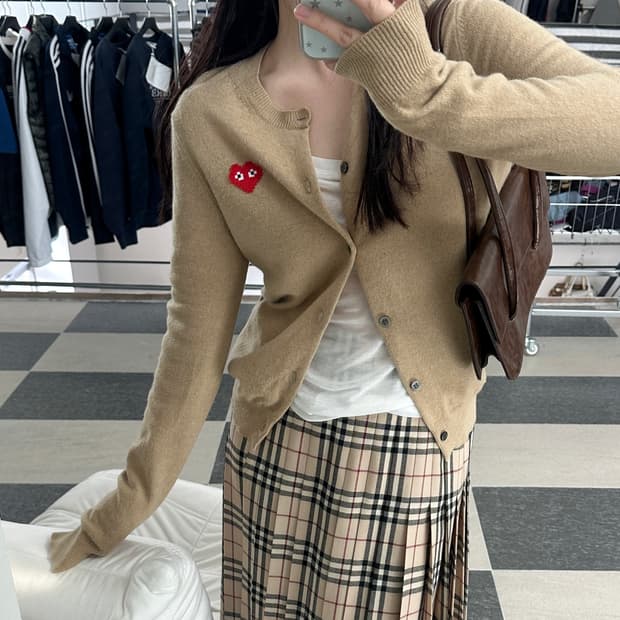 꼼데가르송 X 인베이더 23ss 카멜 울 가디건