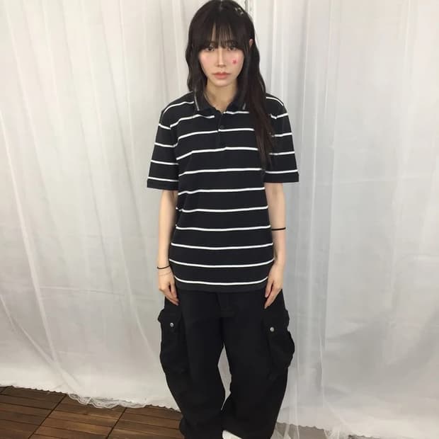 COMME CA ISM Stripe Polo Shirt