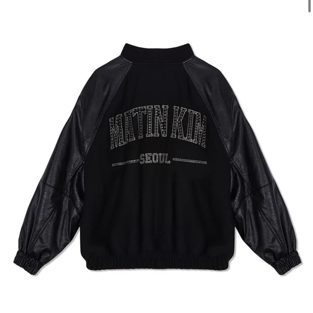 마뗑킴 스터드 포인트 폭스 레더 점퍼