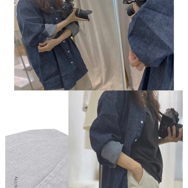 여자 데님 셔츠 청남방 오버핏 (55-66)  
