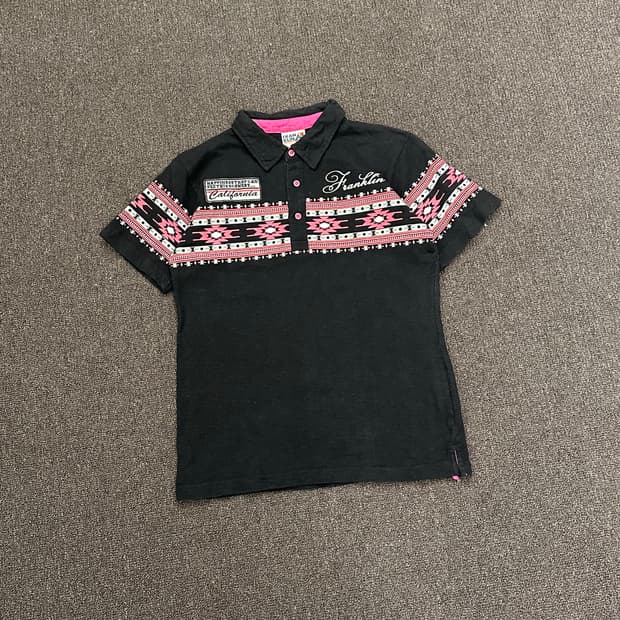 M)Japanese vintage 여성 패턴 볼링 반팔 셔츠