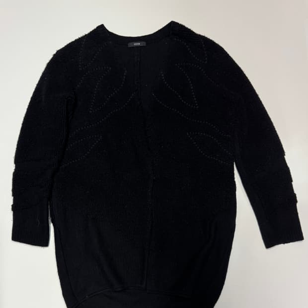 여성 한섬 시스템 뽀글이 원 버튼 가디건 블랙