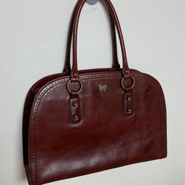 빈티지 안나수이 브라운 가죽 토트백