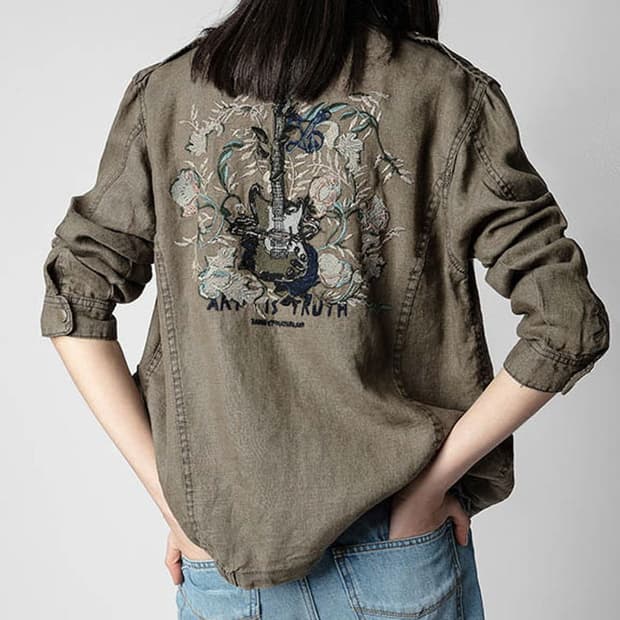 자딕앤볼테르 카키 워싱 린넨 밀리터리 야상 자켓 / S