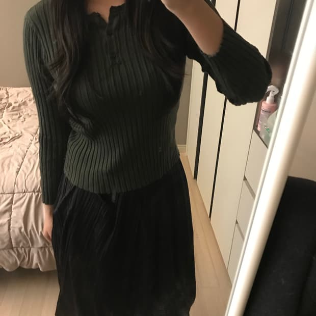 vtg 딥그린 골지 니트