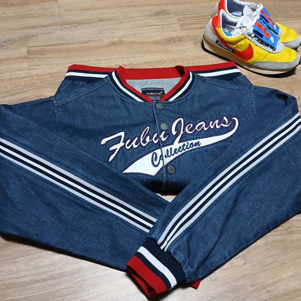 fubu 후부 데님 바시티 청자켓 올드스쿨 푸부