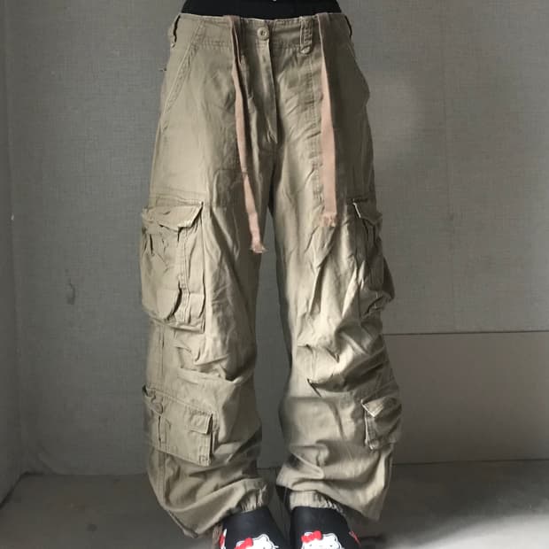 빈티지 베이지 와이드핏 카고팬츠