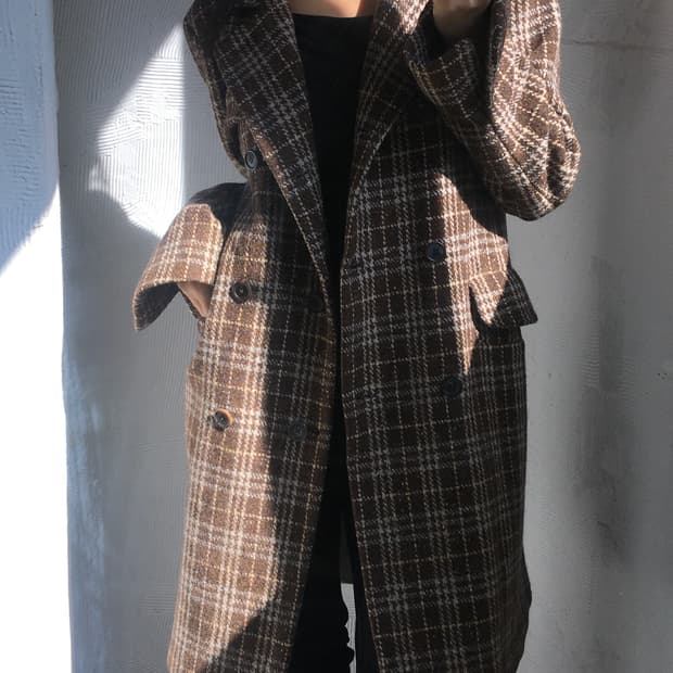 Jil Sander 질샌더 브라운 체크 더블 울 블레이저