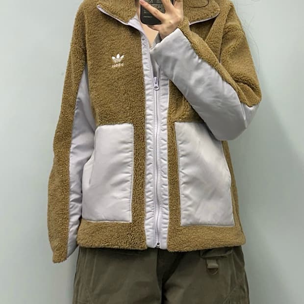 아디다스 쉐르파 브라운 바이커 자켓