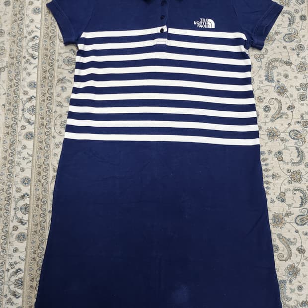 노스페이스 스트라이프 반팔 카라 원피스 M