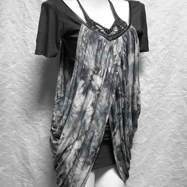 빈티지 타이다이 드레이프 레이어드 원피스 y2k