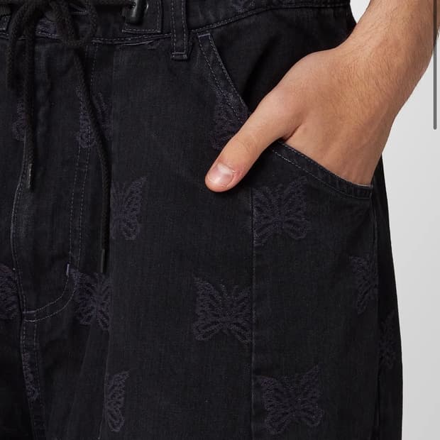 니들스 10oz 데님팬츠 나비문양