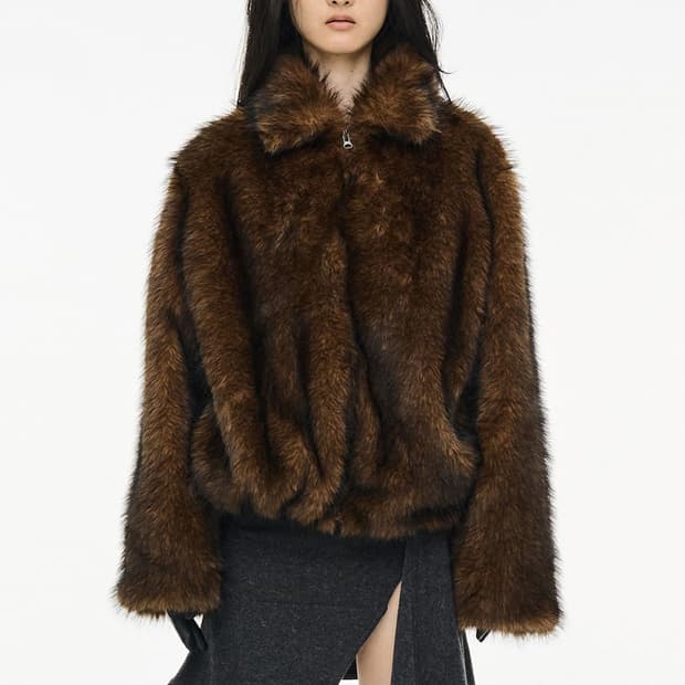 세릭 퍼자켓 브라운 brushed fur jacket brown 