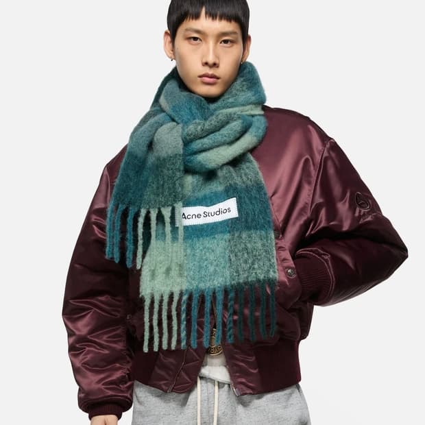 아크네스튜디오 알파카 모헤어 머플러/그린 체크