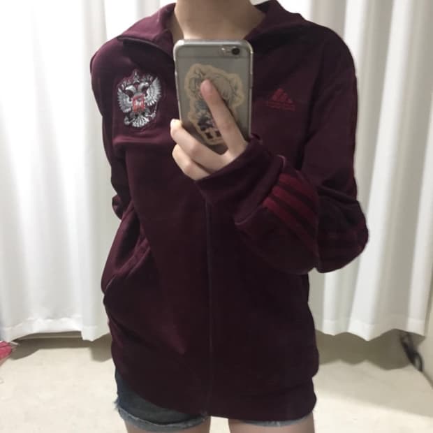 아디다스 버건디 러시아 트랙탑 져지
