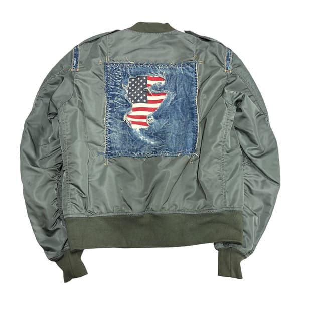 아비렉스 type blue denim patch work MA-1