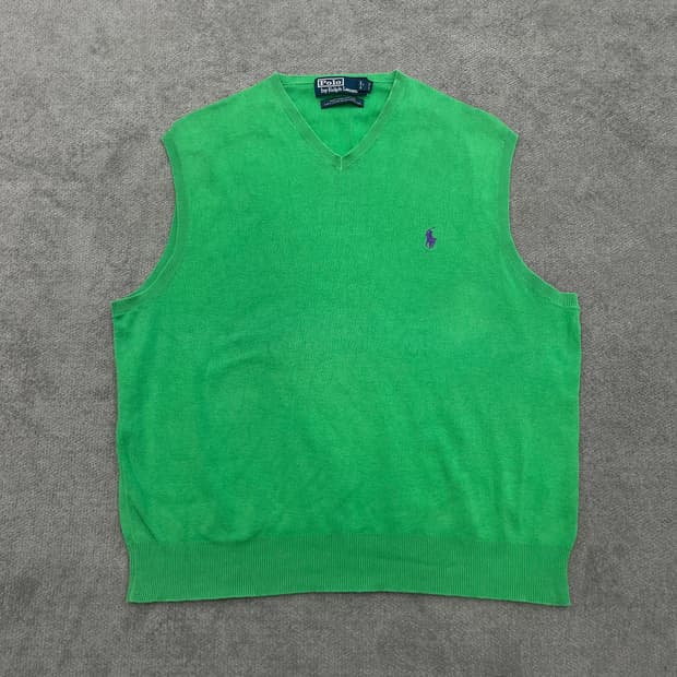폴로 랄프로렌 브이넥 니트 조끼 그린