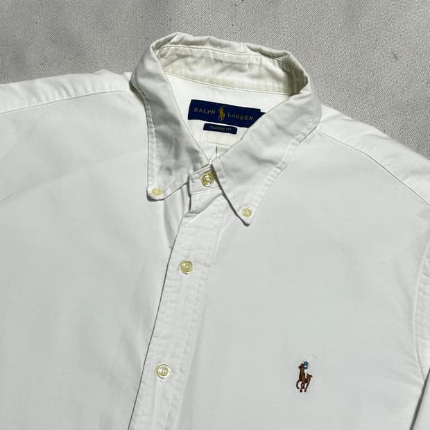 M 폴로랄프로렌 슬림핏 화이트 코튼 셔츠