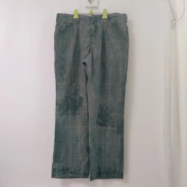 70s 그린 하운드투스 슬랙스 선페이드 디스트레스드