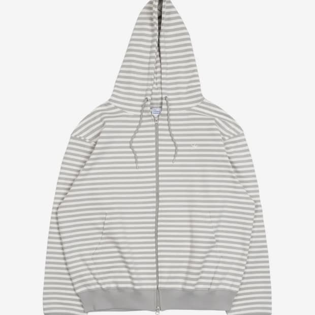 [S] 더콜디스트모먼트 stripe hooded zipup 그레이/화이트