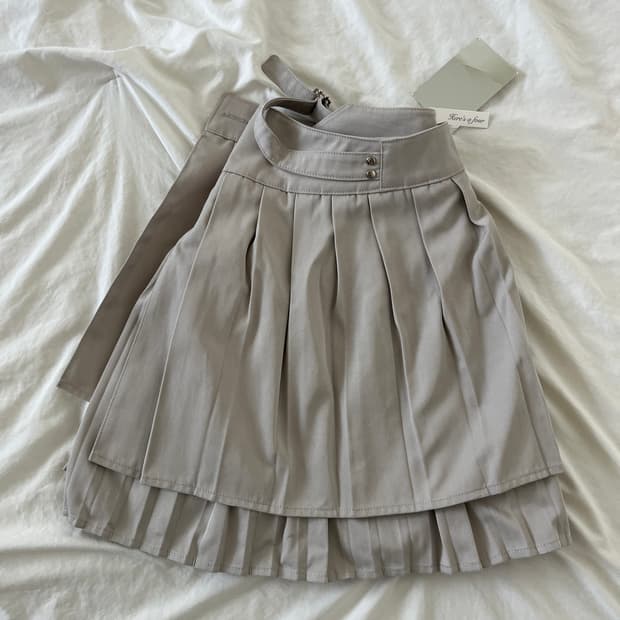 샵 페어리 - accordion pleats buckle skirt