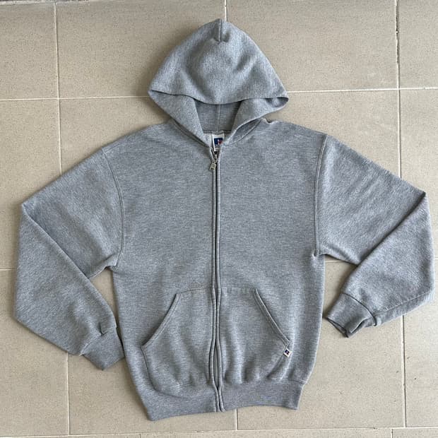 90s 빈티지 러셀 후드집업 그레이 M