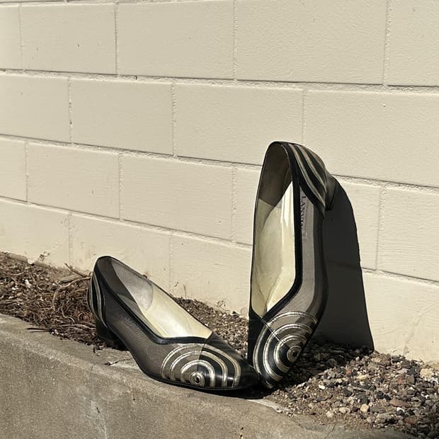 LANVIN swirl mesh flat shoes 
