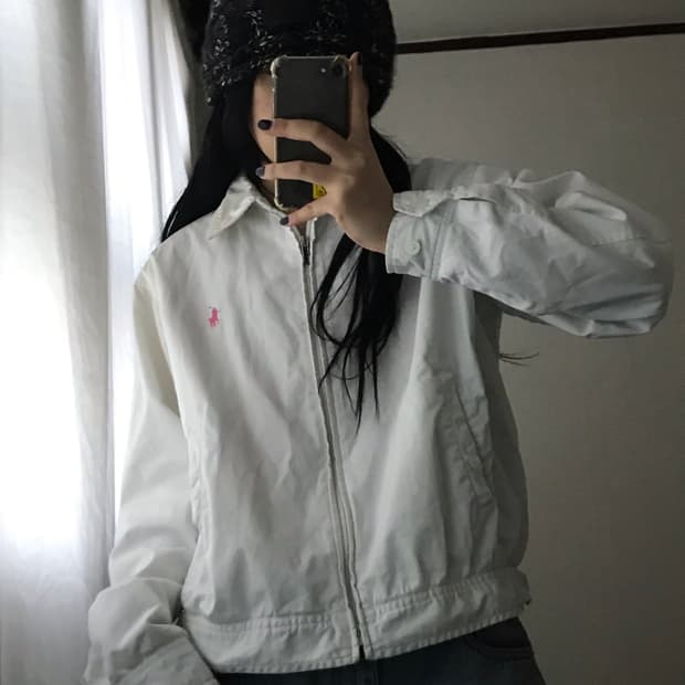 폴로 화이트 핑크포니 블루종