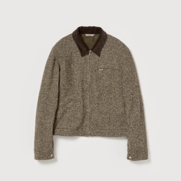 [3, 새제품] 오라리 홈스펀 트위드 집 블루종 브라운